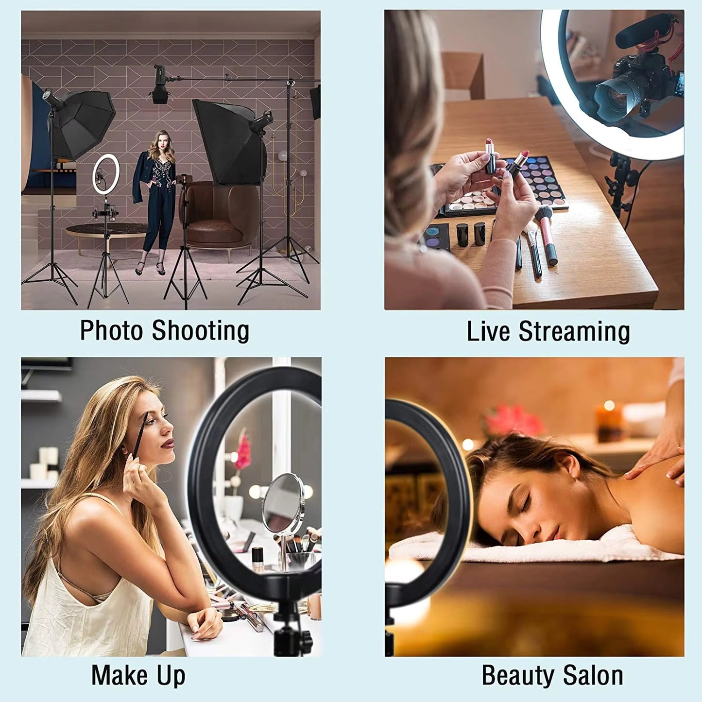 LED Ring Light Dimmable Selfie Ring Light USB Ring Lamp Photography Light with Phone Holder for Makeup Tiktok Video Live Lamps