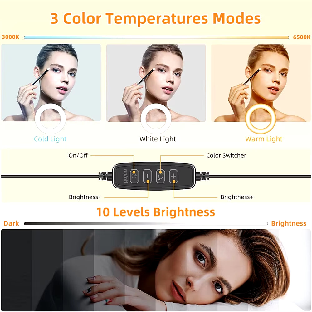 New Led Selfie Light Clip Ring Light with Phone Holder Desktop Ring Light for Computer Laptop Video Conference Lighting Makeup
