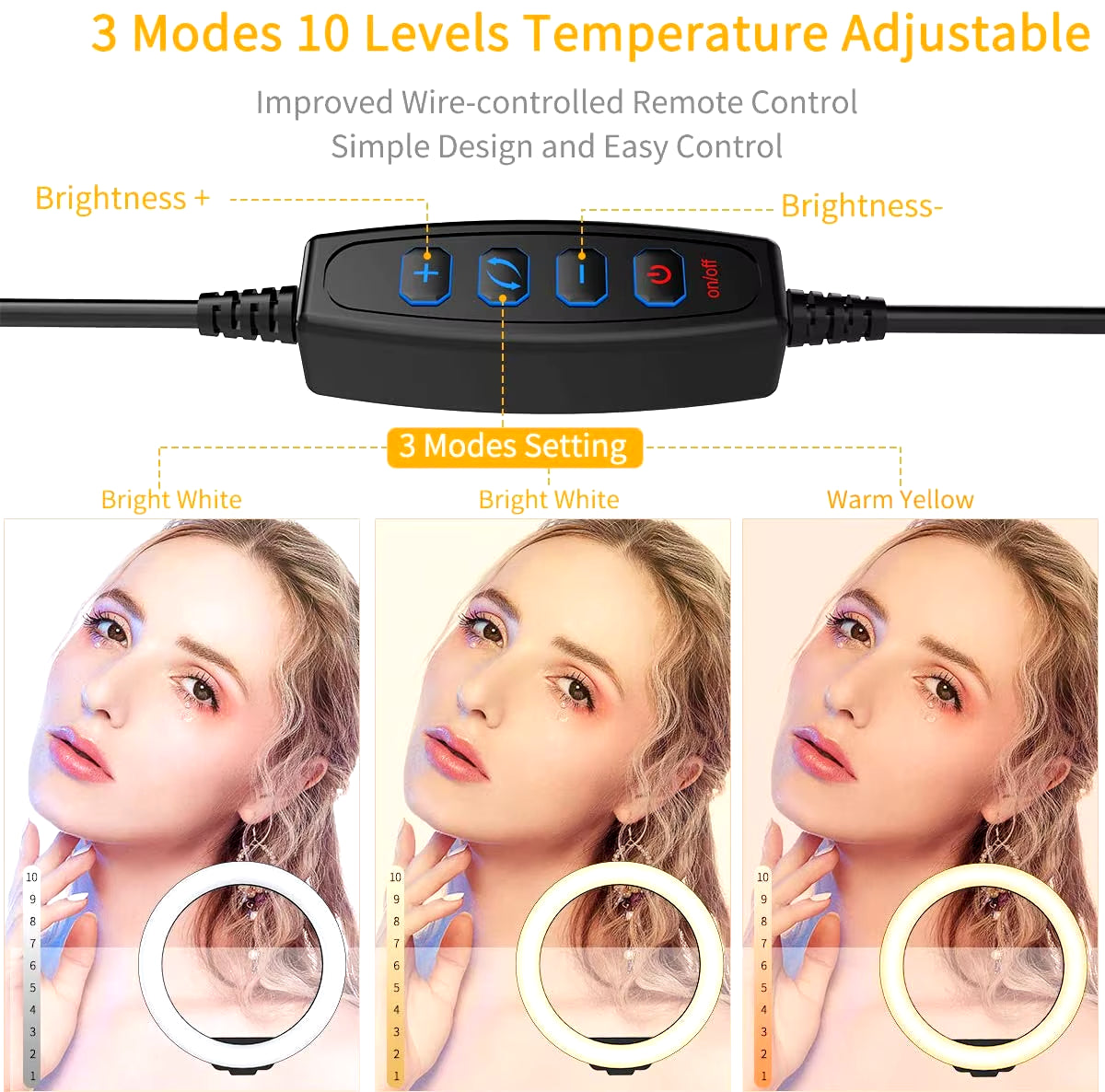 LED Ring Light Dimmable Selfie Ring Light USB Ring Lamp Photography Light with Phone Holder for Makeup Tiktok Video Live Lamps