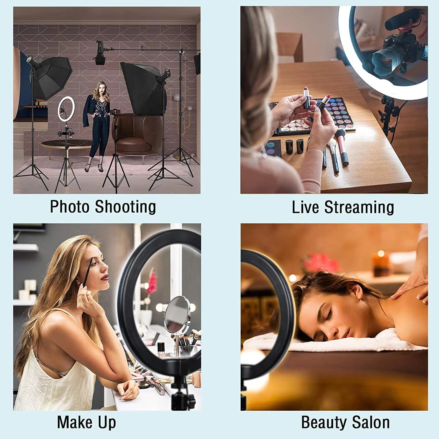LED Ring Light Dimmable Selfie Ring Light USB Ring Lamp Photography Light with Phone Holder for Makeup Tiktok Video Live Lamps
