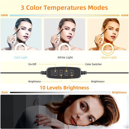 New Led Selfie Light Clip Ring Light with Phone Holder Desktop Ring Light for Computer Laptop Video Conference Lighting Makeup